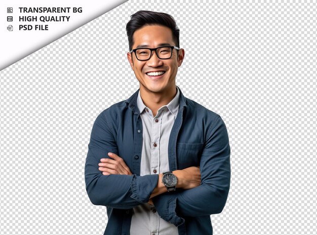 PSD asian man teacher on white background white isolated back