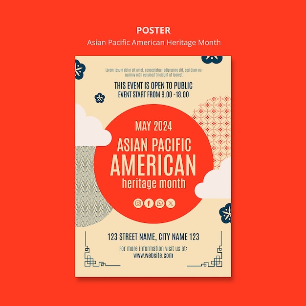 PSD Постер месяца азиатско-тихоокеанского американского наследия