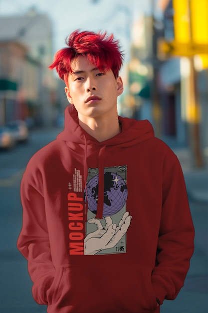 asian person wearing clothing mockup