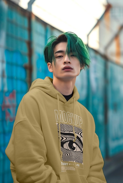 asian person wearing clothing mockup