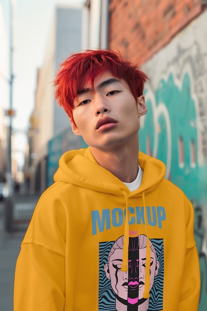 asian person wearing clothing mockup