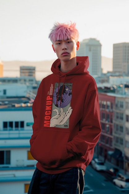 asian person wearing clothing mockup