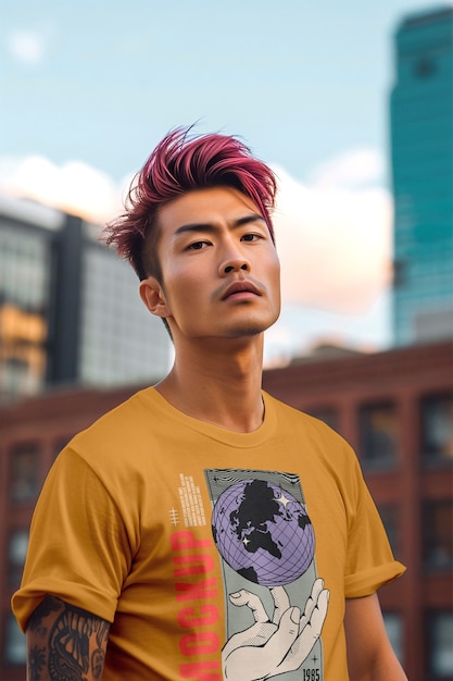 PSD asian person wearing clothing mockup