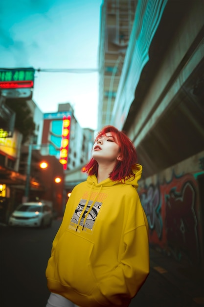 asian person wearing clothing mockup