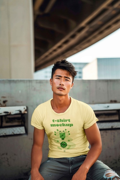 asian person wearing clothing mockup