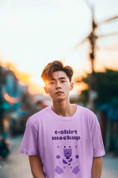 asian person wearing clothing mockup