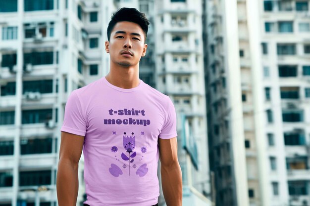 asian person wearing clothing mockup