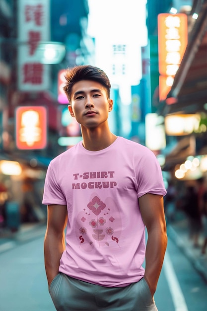 asian person wearing clothing mockup