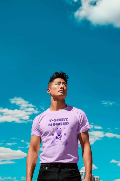 asian person wearing clothing mockup