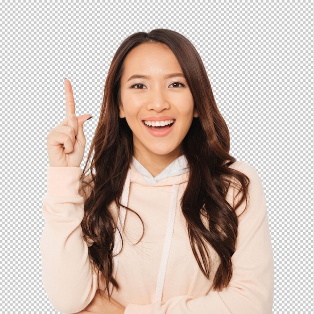 アジアのポジティブな女性がアイデアを持っています