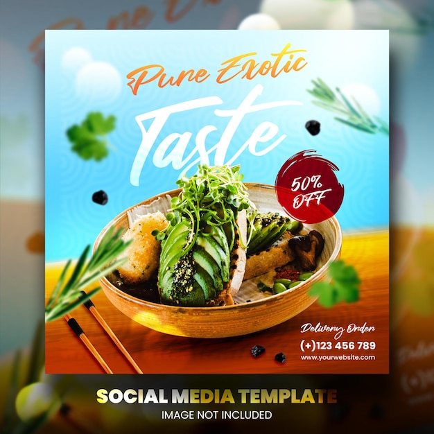 PSD asian promo food social media promotion and instagram banner post design template