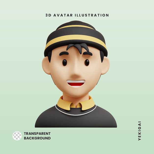 PSD asian teenage guy 3d avatar character illustrations