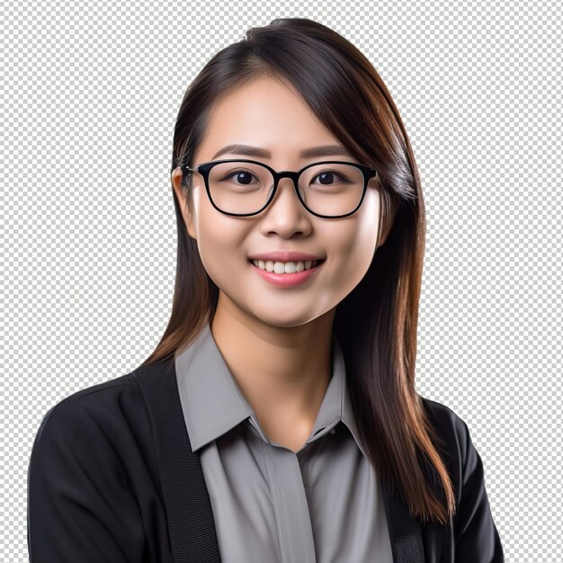 PSD asian woman accountant psd transparent white isolated background