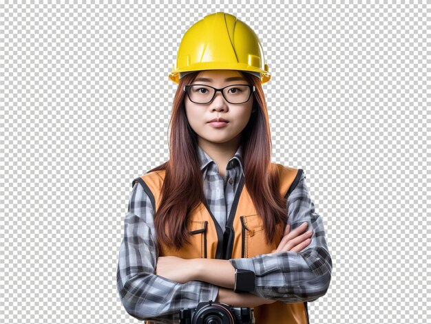 Asian woman architect psd transparent white isolated background