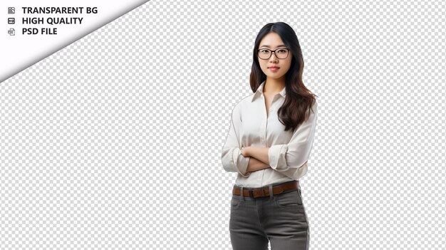 PSD asian woman architect on white background white isolated