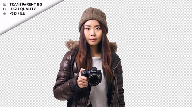 PSD asian woman artist on white background white isolated bac