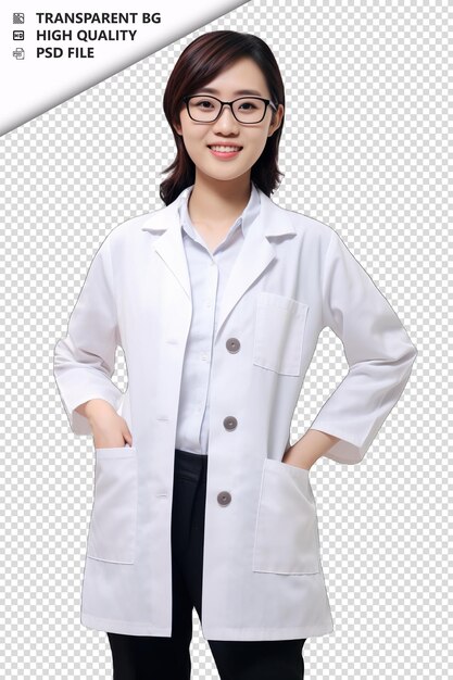 Asian woman biomedical engineer on white background white