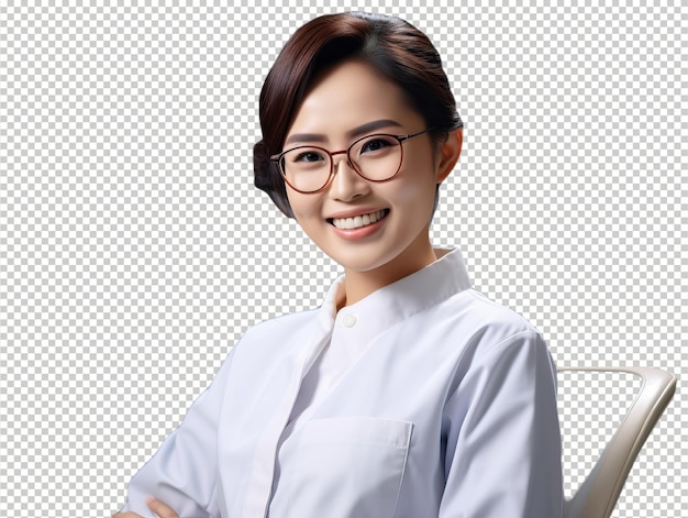 PSD asian woman dentist psd transparent white isolated background