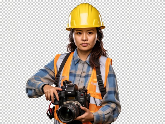 PSD asian woman engineer psd transparent white isolated background