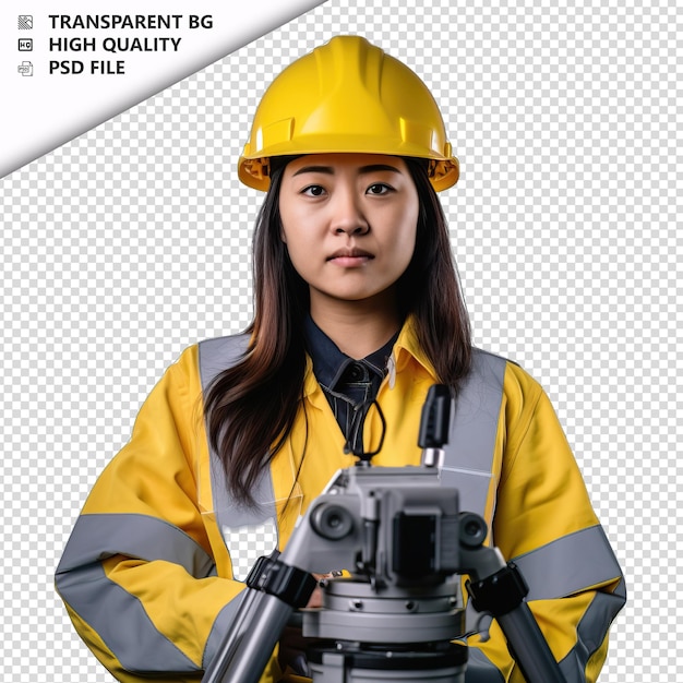 PSD asian woman engineer on white background white isolated b