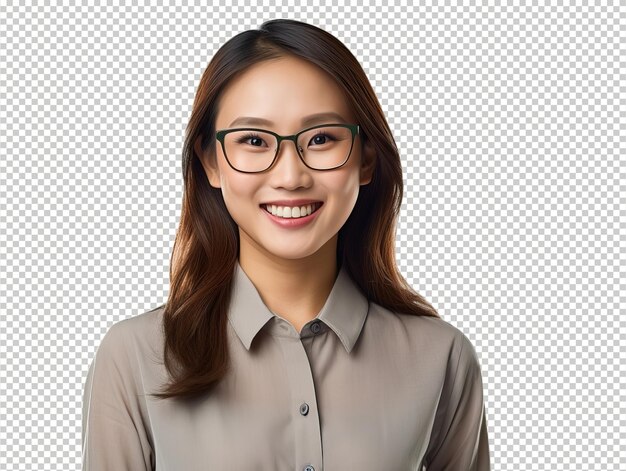 アジア人女性金融アナリスト psd 透明な白いアイソール