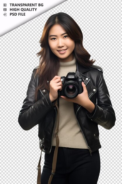 Asian woman graphic designer on white background white is