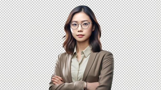 アジア人女性歴史家 psd 透明な白い孤立した背景