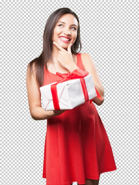 Asian woman holding a gift