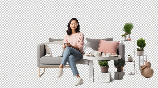 PSD asian woman interior designer psd transparent white isol