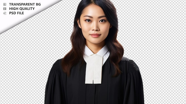 PSD 白い背景のアジア人女性裁判官 白い隔離された背中