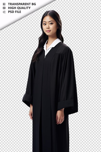 Asian woman judge on white background white isolated back