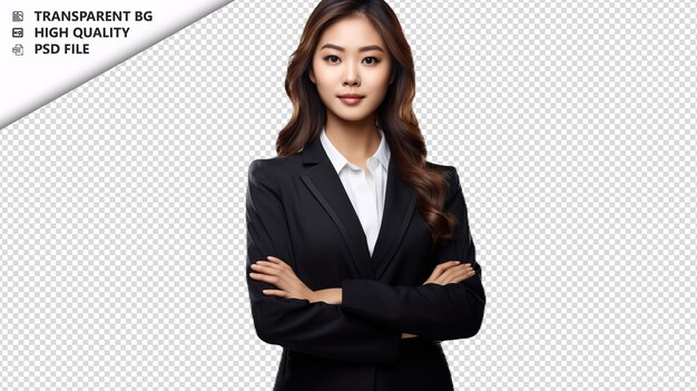 PSD アジア人女性 弁護士 白い背景 白い孤立した背中