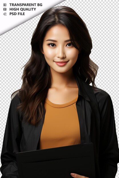 PSD アジアの女性 マーケティングプロフェッショナル 白い背景で