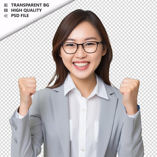 PSD asian woman marketing professional on white background wh