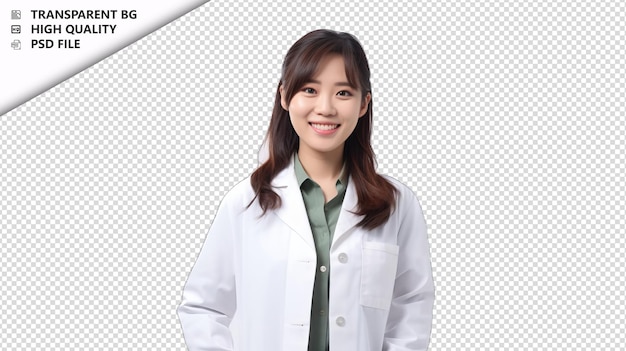 Asian woman pharmacist on white background white isolated