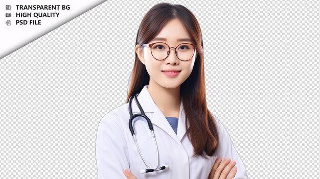 PSD asian woman pharmacist on white background white isolated