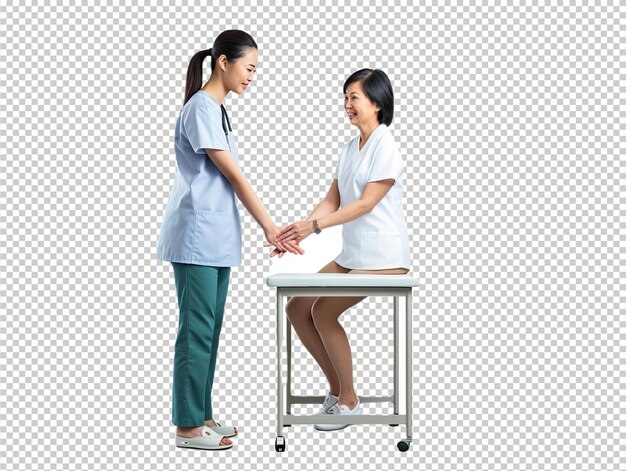 PSD asian woman physical therapist psd transparent white iso