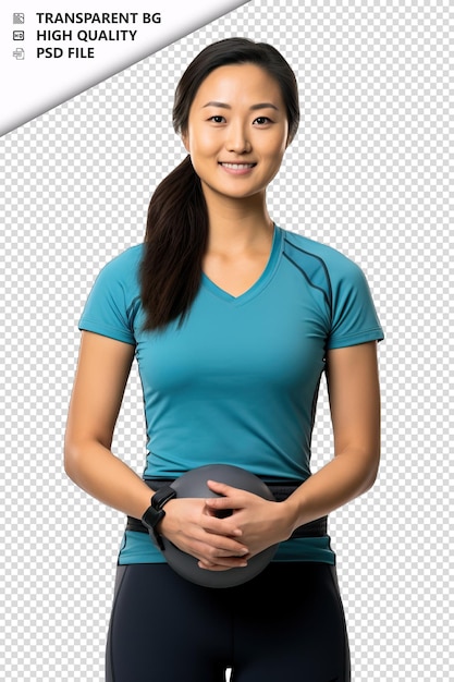 PSD asian woman physical therapist on white background white