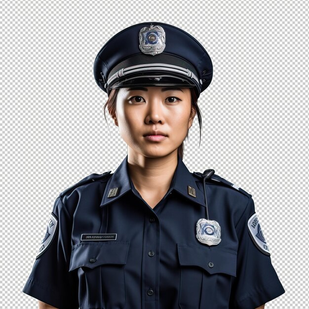 PSD asian woman police officer psd transparent white isolate