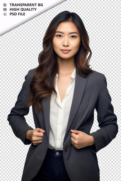 PSD asian woman political scientiston white background white