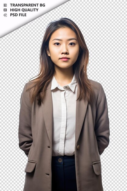 PSD asian woman political scientiston white background white