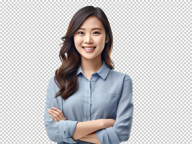 Asian woman retail worker psd transparent white isolated