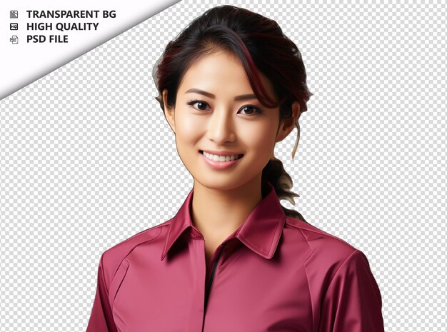 PSD asian woman retail worker on white background white isola