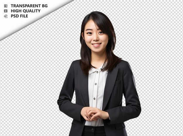 PSD アジア人女性社会福祉士 白い背景 白いアイソラ