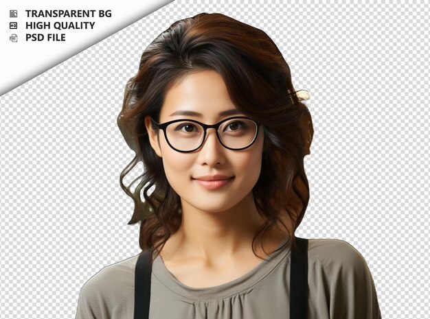 PSD asian woman teacher transparent white isolated backgrou