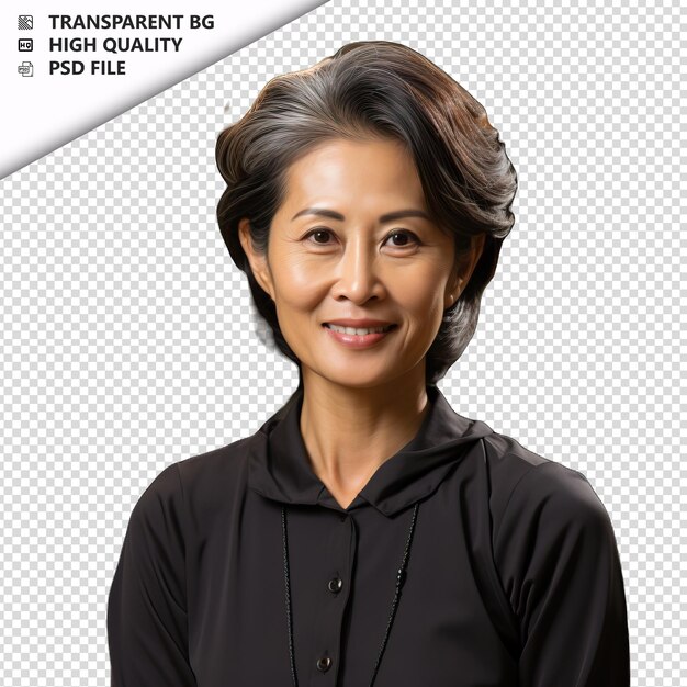 PSD asian woman teacher transparent white isolated backgrou