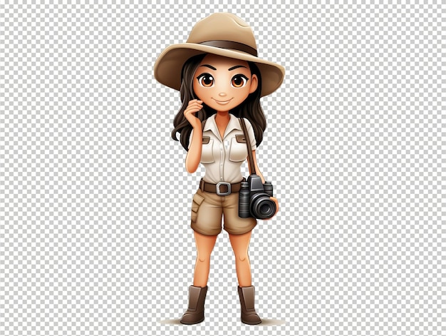 PSD asian woman zoologist psd transparent white isolated background