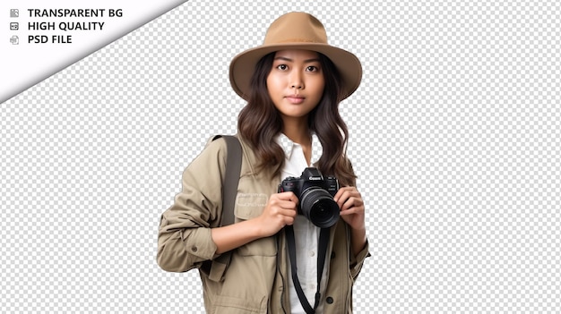 PSD asian woman zoologist on white background white isolated