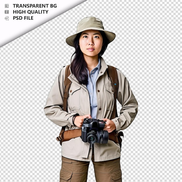 PSD asian woman zoologist on white background white isolated