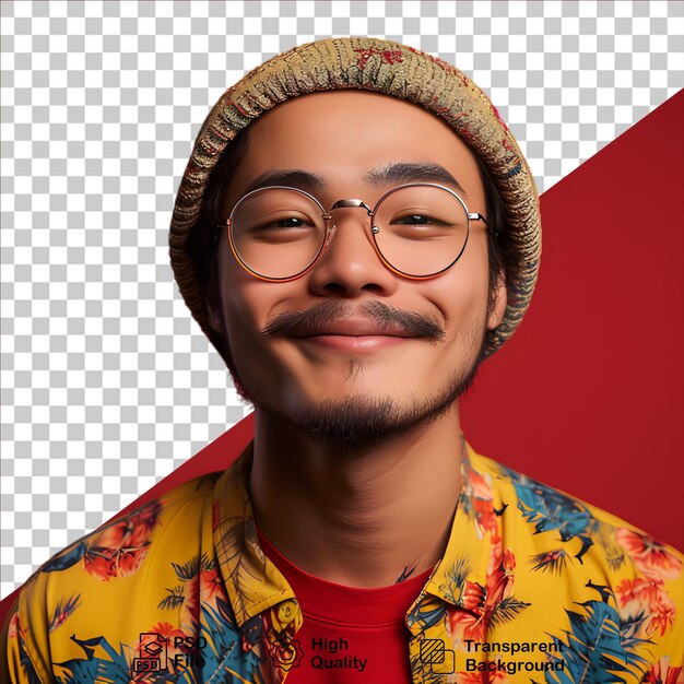 PSD asian young man smiling on transparent background include png file